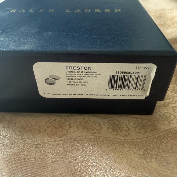 Ralph Lauren Brown Leather Coaster Set with Holder - Picture 6 of 7